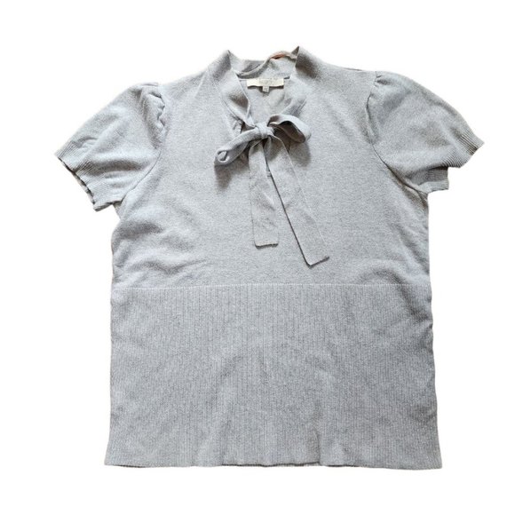 AE City Bow Front Sweater Women's Size 1X Gray Short Sleeve Top - Picture 2 of 15